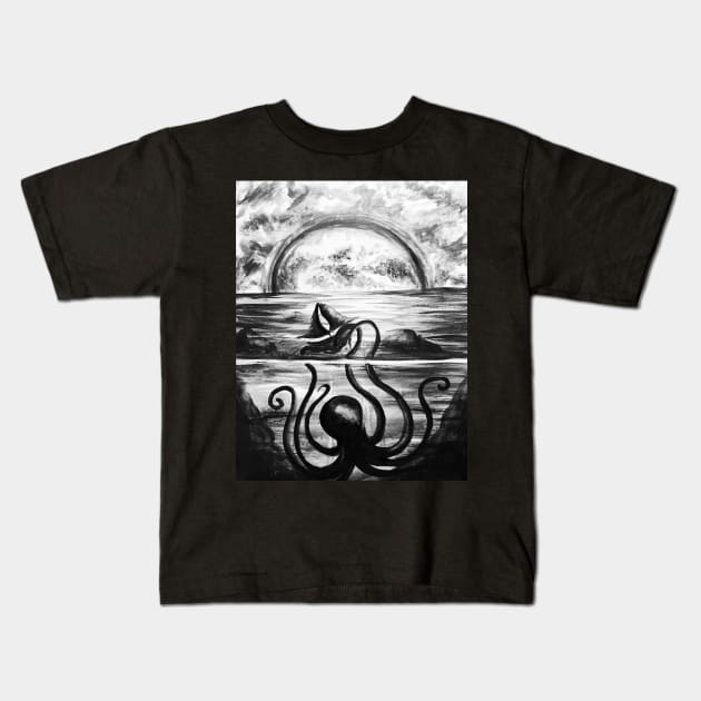 Release the Kraken Kids T-Shirt by hollydoesart